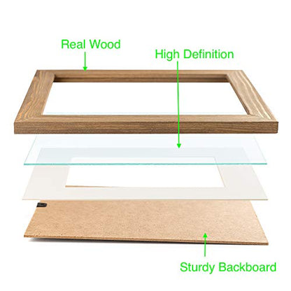 Rustic Wooden Square Picture Frame 12x12 Inch - 100% Natural Solid Eco Distressed Wood for Wall Mounting Photo Frame - Walnut - size: 12x12