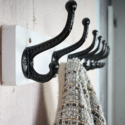 WEBI Rustic Coat Rack Wall Mount,35.43" Long 8 Cast Iron Coat Hooks Wall Mounted,Heavy Duty Wall Coat Hanger Hooks for Hanging Coats,Clothes,Black on White,2 Packs - color: White, size: 35 Inch(2 Packs)