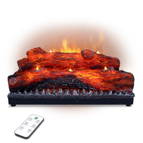 Electric Fireplace Logs Realistic Flame Effect Fake Flame Block USB Powered Electric Fireplace Remote Control Fireplace Placement Home Decoration 16.7 * 8.7 * 5.9 in No Heat Function - color: Large