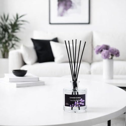 Reed Diffuser Set, Lavender & Rose 3.52 oz (100ml) Scented Diffuser with Sticks Home Fragrance Reed Diffuser for Bathroom Shelf Decor, Ideal Gift for Woman