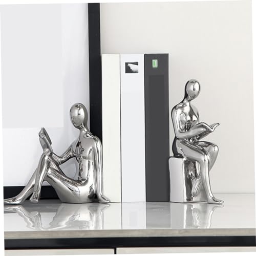 Ciieeo Modern Ceramic Bookends Reading Statue Bookshelf Decor Unique Desktop Decor