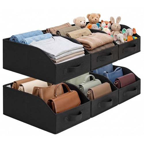 GRANNY SAYS Trapezoid Closet Organizers, 10"Lx15¾"Wx6¾"H, Black, 6-Pack | Fabric Storage Bins for Closet Shelves, Cube Shelf, Closet Organizers and Storage for Clothes, Purse, Toys, Towels - color: Black, size: 10"L x 15¾"W x 6¾"H
