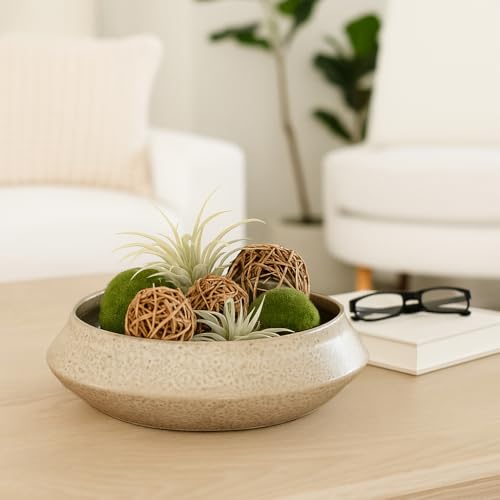 Decorative Terracotta Bowl with Textured Finish for Coffee Table - Modern Centerpiece Table Decorations and Shelf Styling for Home Decor Accent - Kitchen Counter Decor, Key or Candy Bowl - 3.5", White