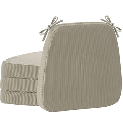 Dining Chair Cushions, Khaki, 17"x16", Set of 4 | 2" Cooling Gel High-Density Foam, Chair Pads with Ties, Non-Slip Bottom, Removable Washable Cover, For Dining and Kitchen - color: Khaki, size: 4 Count (Pack of 1)