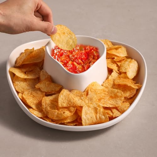 Chip and Dip Serving Set Bowl Cowboy Hat Chips and Salsa Serving Dish.10.6 x 11.6 x 3.5 in White - color: Pure white