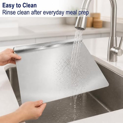 Stainless Steel Cutting Board with Counter Lip,Metal Pastry Board Kitchen | Dishwasher Safe Prep Tray for Meat, Vegetables, Bread and Dough,(16x11.8Inch) - size: 16"L x 11.8"W
