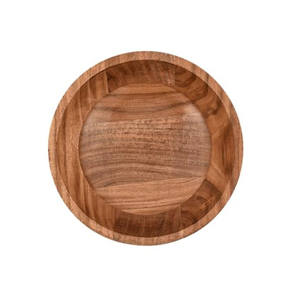 Hand Carved Acacia Wood Decorative Bowl – Rustic Farmhouse Living Room Decor, Wooden Centerpiece for Coffee Table, Entryway Console Table Accent, Brown (8"x 8"x 3")
