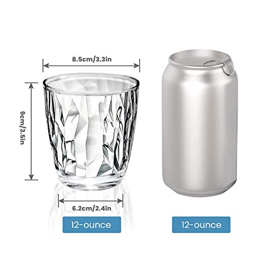 Plastic Glassware Tumbler Dishwasher Safe - Set of 4 Unbreakable Drinking Glasses, 10.5oz Reusable Acrylic Cups for Everyday Use (Clear) - color: Clear