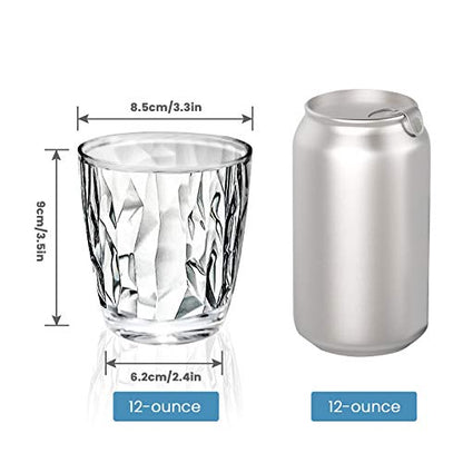 Plastic Glassware Tumbler Dishwasher Safe - Set of 4 Unbreakable Drinking Glasses, 10.5oz Reusable Acrylic Cups for Everyday Use (Clear) - color: Clear