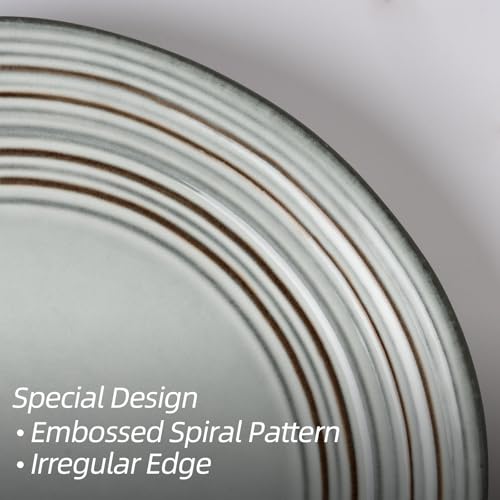 famiware Dinner Plates, 8 Inch Small Plate Set for 6, Dessert Appetizer Speckled Hand-made Ceramic Salad Plates, Microwave & Dishwasher Safe, Scratch Resistant, Twilight Series, Ashy Blue - color: Ashy Blue, size: 8 inch