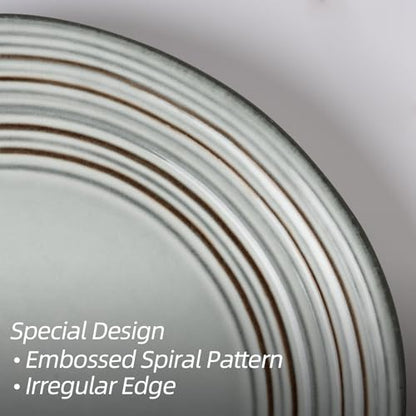 famiware Dinner Plates, 8 Inch Small Plate Set for 6, Dessert Appetizer Speckled Hand-made Ceramic Salad Plates, Microwave & Dishwasher Safe, Scratch Resistant, Twilight Series, Ashy Blue - color: Ashy Blue, size: 8 inch
