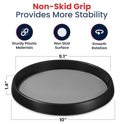Oizeir 10 Inch Lazy Susan (Set of 4) - Non-Skid Turntable for Cabinet to Maximize Storage and Simplify Accessibility in Kitchen, Bathroom, and Pantry Spaces (Black) - color: Black