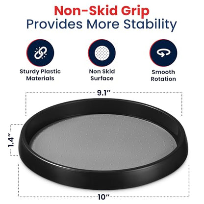 Oizeir 10 Inch Lazy Susan (Set of 4) - Non-Skid Turntable for Cabinet to Maximize Storage and Simplify Accessibility in Kitchen, Bathroom, and Pantry Spaces (Black) - color: Black