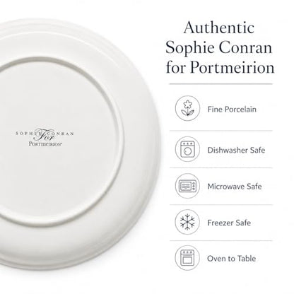 Portmeirion Sophie Conran Round Serving Platter - White | 12" Porcelain Serving Dish for Appetizers, Sandwiches, Desserts & Snacks, Oven, Microwave, Freezer & Dishwasher Safe