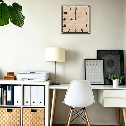 Wooden Square Wall Clock 10 Inch Minimalist Black Digital Clock Non-Ticking Battery Operated for Living Room Kitchen Bedroom Office Kids Room School - color: C1