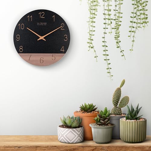 La Crosse Clock 404-3630C 12 inch Dark Sierra Wood Analog Quartz Wall Clock - color: Black/Brown