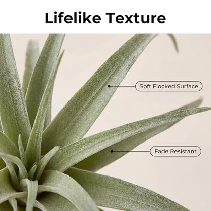 Artificial Plants & Greenery 2Pcs Faux Decor Set | Ultra Realistic Artificial Air Plants, No Care Faux Succulents for Home Garden Office Terrarium DIY Decor
