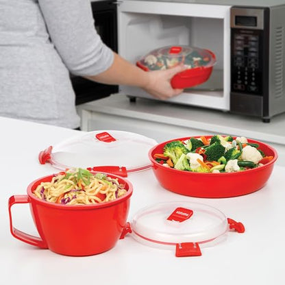 Sistema Microwaveable 940mL Noodle Bowl, Round Microwave Container with Lid & Steam-Release Vent, Cooks Pasta, Soup, Stew & More, Dishwasher-& Freezer-Safe, BPA-Free (Pack of 4) - size: 1 Count (Pack of 4)