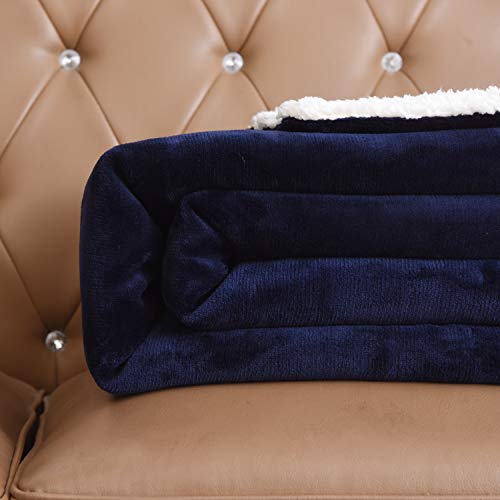 NANPIPER Sherpa Blankets Navy Blue - color: Navy Blue, size: Twin