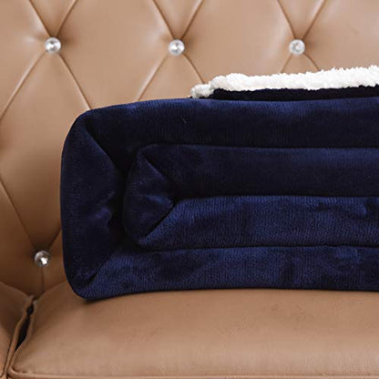 NANPIPER Sherpa Blankets Navy Blue - color: Navy Blue, size: Twin