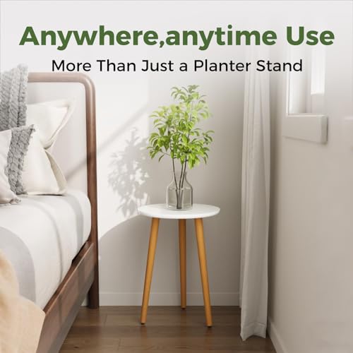 Leaf&lull Tall Plant Stand Indoor Small Plant Table | Wood Plant Stool for Large Plant, Plant Holder for Living Room Bedroom Balcony White - color: white tall