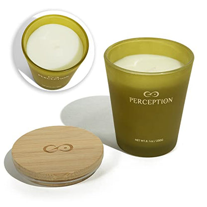 PERCEPTION AROMAS Luxury Scented Candle | Bamboo Jasmine | Hand Poured Soy Wax Candle with Gift Box | Elegant Fragrances | 50 Hour Burn Time (8.1 oz) - color: Bamboo Jasmine