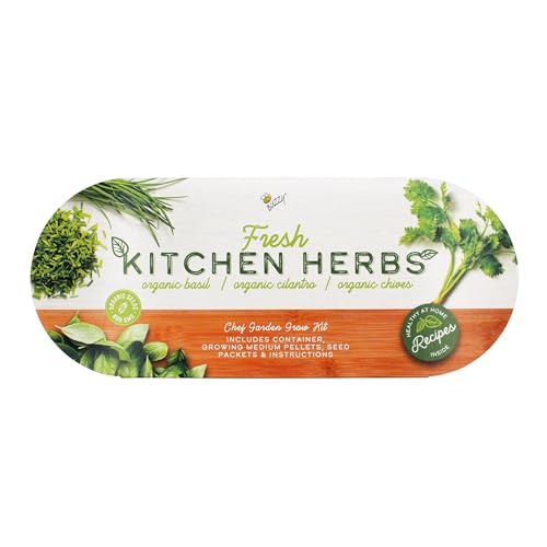 BUZZY Seeds Organic Windowsill Grow Kit, Copper Culinary Herb Garden with Basil, Cilantro and Chives, Indoor Starter Set with Seed Packets and Growing Medium, Holiday Present, Gardening Gift - color: Kitchen Herbs