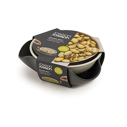 Joseph Joseph Double Dish Pistachio and Snack Serving bowl with Food Waste Compartment, BPA-Free - Grey - color: Gray