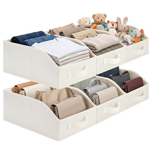 GRANNY SAYS Closet Organizers, 10"Lx15¾"Wx6¾"H Pearl White, 6-Pack | Fabric Storage Bins for Closet Shelves, Cube Shelf, Closet Organizers and Storage for Clothes, Purse, Toys, Towels - color: Pearl White, size: 10"L x 15¾"W x 6¾"H