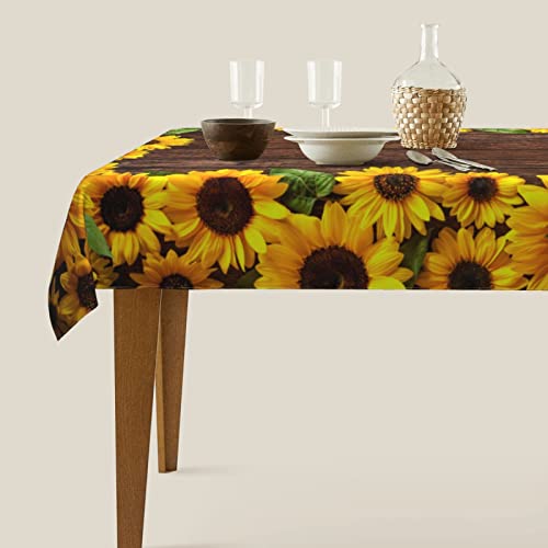 Worltoldb Sunflower Tablecloths Polyester Table Cloth for Kitchen Dinning Table Washable Table Cover for Parties Wedding Picnic Farmhouse - color: White5