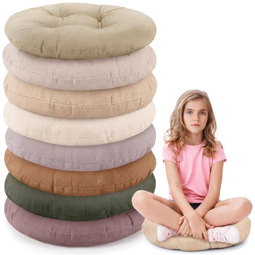 Fumete 8 Pcs 16 Inch Floor Cushions Pillow for Kids Bulk Classroom Round Flexible Seating Floor Cushions for Students Home Daycare School Reading Corner Yoga Meditation Picnic (Earth Tone) - color: Earth Tone