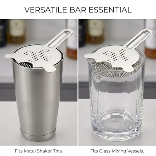 Hawthorne Cocktail Strainer, Food-Grade Stainless Steel Bar Drink Strainer | Hawthorne Cocktail Strainer, High-Density Spring, Food-Grade 304 Stainless Steel, Perfect for Shakers and Mixing Glasses