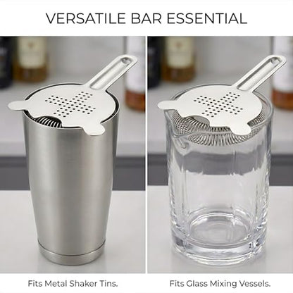 Hawthorne Cocktail Strainer, Food-Grade Stainless Steel Bar Drink Strainer | Hawthorne Cocktail Strainer, High-Density Spring, Food-Grade 304 Stainless Steel, Perfect for Shakers and Mixing Glasses