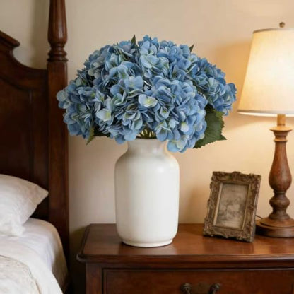 Kimura's Cabin 6pcs Hydrangea Artificial Flowers Silk Faux Hydrangeas,Blue | Hydrangea with Stems Fake Flower,Wedding Bouquets Arrangement,Home Table Centerpieces,Baby Shower Party Decor Vase Filler - color: Lake Blue
