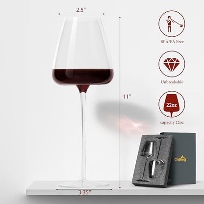 Crystal Red Wine Glasses Set of 4, Hand Blown Wine Glass 22OZ | Thin Rim, Long Stem, Premium Gift for Red Wine, Pinot Noir, Wedding, Christmas, Anniversary - color: 22oz(4-pack)