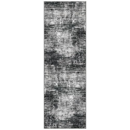KILOCOCO Abstract Runner Rug 2x6 ft Washable Hallway Runner, Black/Grey | Machine Washable Kitchen Runner, Non Slip Entryway Runner, Printed Carpet Runners, Abstract Floor Runners, Soft Bedside Rug - color: Black/Grey, size: 2' x 6' (Runner)