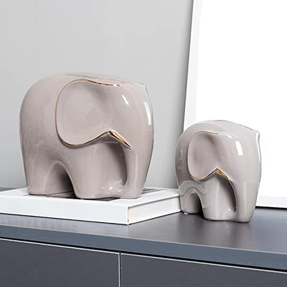 Handmade Ceramic Statue Furnishing Animal Ornament Figurine Sculpture for Living Room and Home Bedroom Decoration, Gray S
