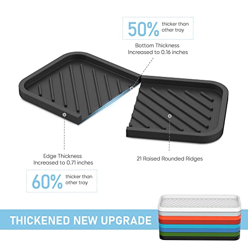 Silicone Sponge Holder-Large Thick Durable 10" Sink Organizer Tray-Kitchen | Thick Durable Sponge Caddy, Large Sink Tray, Dish Soap & Scouring Pad Holder, Countertop Drip Tray, Easy Clean, Rust-Proof - color: B-bl, size: 10x5.1inch