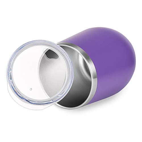 COMOOO Stainless Steel Wine Tumbler Bulk with Lid and Straw 12oz Double Wall Vacuum Insulated Travel Tumbler Cup Stemless for Hot and Cold Drinks, Coffee, Wine, Cocktails (Light Purple, 8 Pack) - color: Light Purple