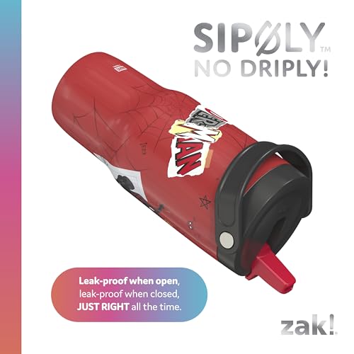 Zak Designs Marvel Spider-Man Siply 20oz Leak-Proof Straw Insulated Tumbler | BPA Free, Stainless Steel, Handle, Cupholder Friendly, Dishwasher Safe, Kids Water Bottle, Reuseable For School, Home, Travel - color: Spiderman