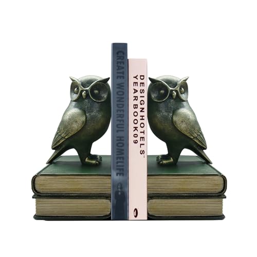 Dosker Owl Decorative Book Ends for Shelves (Retro Bronze) | Retro Owl Decorative Bookends Cute Animal Book Holders for Kids Rooms,Offices and Bedrooms - color: Retro Bronze