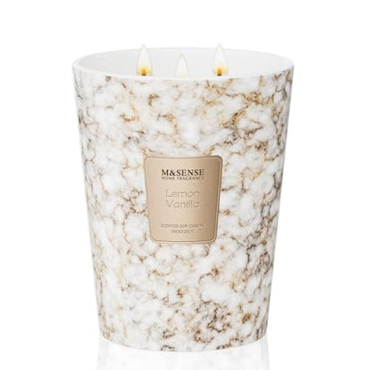 M&SENSE Extra Large Candle 35oz 150H Sugared Lemon Zest Scented Candle, 3 Wick Highly Scented Jar Candle, XL Candles Gift for Stress Relief, Meditation, Yoga - color: Sugared Lemon Zest, size: Large