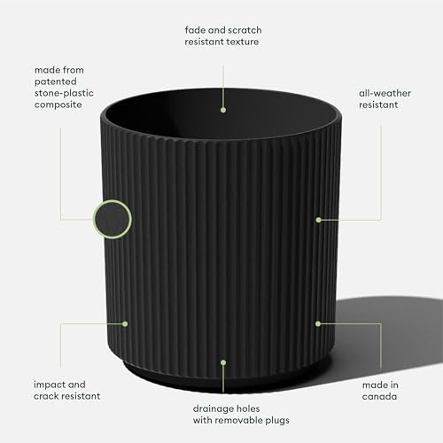 Veradek Round Demi Planter Pots for Indoor/Outdoor Garden Use, Made from Plastic-Concrete Mix with Drainage Holes, Perfect for Small to Large Succulent Plants, Flowers, Modern Interior Plants | Made From a Durable Plastic-Stone Composite With Pre-Drilled