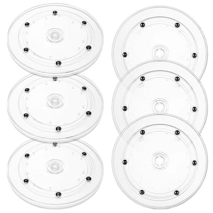 6PCS Small Lazy Susan 6 Inch, Transparent Acrylic Turntable for Cabinet Organization, 360 Degree Rotating Spice Rack for Kitchen, Fridge, Pantry & Bathroom Vanity