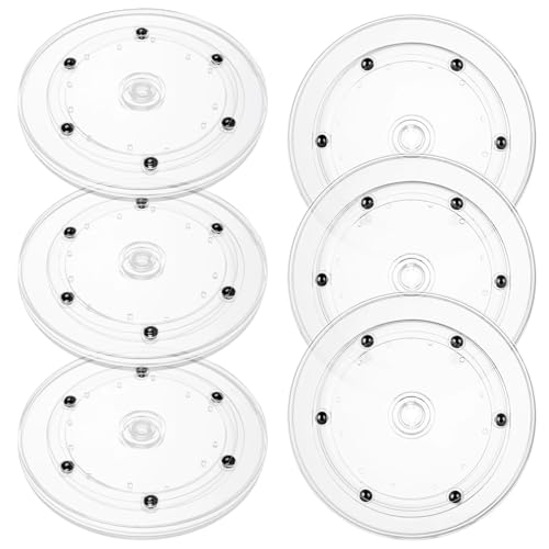 6PCS Small Lazy Susan 6 Inch, Transparent Acrylic Turntable for Cabinet Organization, 360 Degree Rotating Spice Rack for Kitchen, Fridge, Pantry & Bathroom Vanity