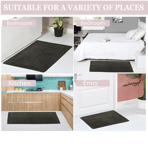 Home Weavers Luxury Collection 100% Cotton Reversible Bathroom Rugs Set, Washable Rug, Soft Cotton Extra Soft and Absorbent Bath Rug, Kitchen Mat, 2 Piece Set(S+M), Gray - color: Grey, size: 2 Piece Set(S+M)