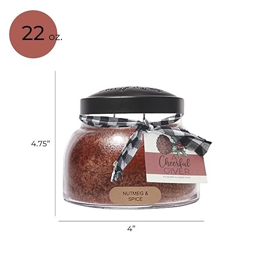 A Cheerful Giver - Nutmeg & Spice - 22oz Mama Scented Candle Jar with Lid - Keepers of The Light - 125 Hours of Burn Time, Gift for Women, Brown - size: 22 oz, style: Nutmeg & Spice