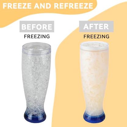 Lily's Home Freezer Beer Mugs, Set of 4-16 oz Double Wall Insulated with Liquid Gel, Frosty Chiller Cups, Break-Resistant Acrylic Freezable Glasses for Home Bar, Pool Parties, BBQ & Outdoor Gifts - style: Waisted design(16oz)