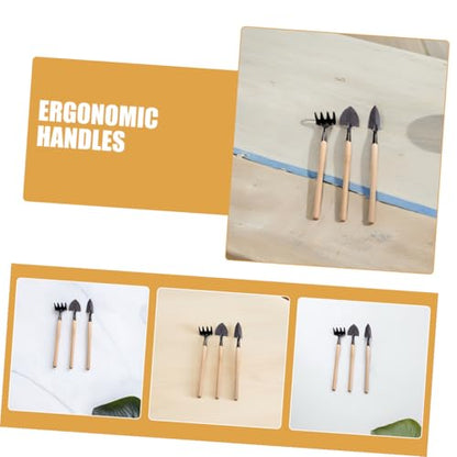 FRCOLOR Mini Garden Tool Set for Indoor Succulent Plants, 18pcs Gardening Planting Tools Kit with Hand Shovel, Trowel, and Rake for Potted Flower Care and Soil Cultivation
