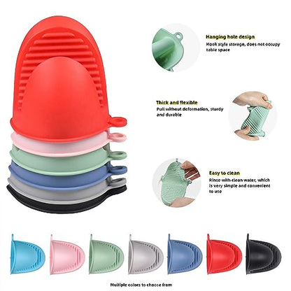 Silicone Oven Mitts Heat Resistant, Silicone Potholders for Kitchen, Air Fryer,Baking, Mini Rubber Oven Glove (Blue) - color: Blue
